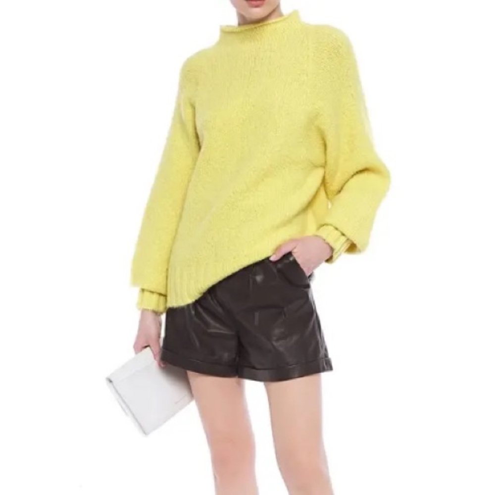 Equipment Souxanne Pastel Yellow Alpaca Blend Mock Neck Sweater, Medium
